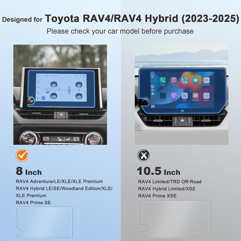BSTW for 2024 Toyota RAV4 Screen Protector for 2023-2025 RAV4 LE/XLE Premium RAV4 Prime SE 8-In Touchscreen for 2025 RAV4 Hybrid Accessories Anti Glare Tempered Glass Protective Film (RAV4 8-In Matte) - Image 2